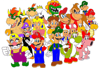 Mario Coloring Sheets on Shot Of All The Characters That Race In Mario Kart  Double Dash